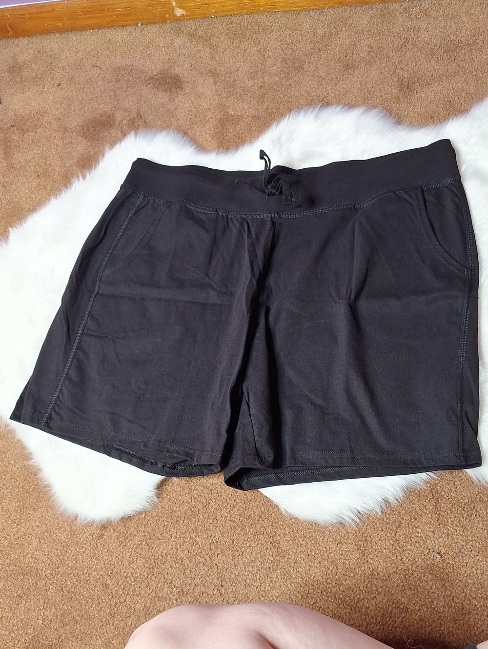 Hanes Black Women's Athletic Drawstring Shorts (New)